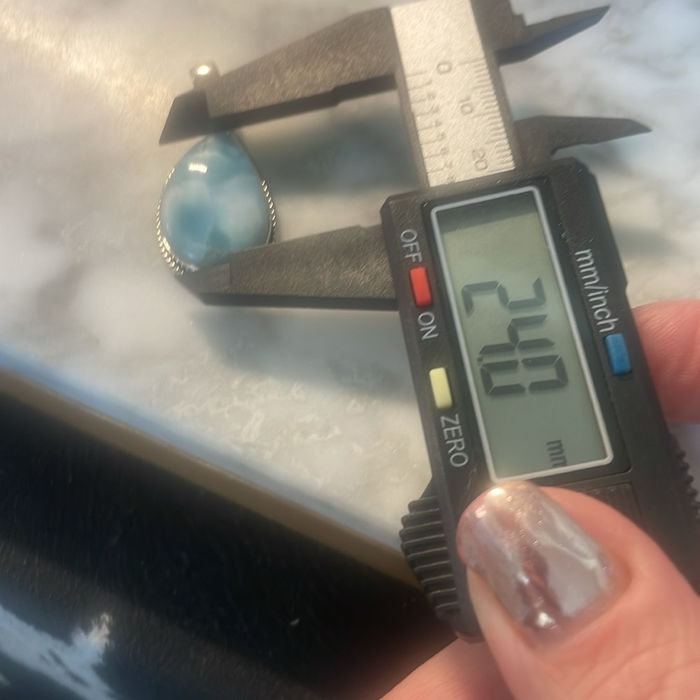 Large Larimar gemstone pendant 925 sterling silver - Picture 4 of 5